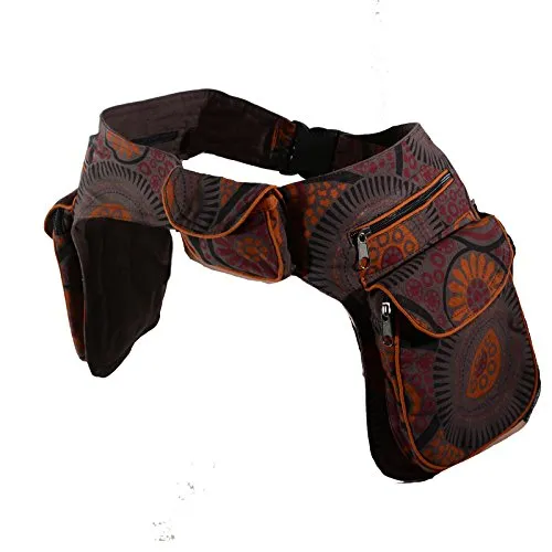 Kunst und Magie Doppel Bauchtasche - Praktische Gürteltasche für Festivals - Gürteltasche aus fairer Herstellung, mit 2 großen Taschen und verstecktem Reißverschlussfach. Ideal für Festivals und vielseitig einsetzbar.