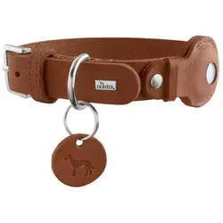 Hunter Viborg Hunde-Halsband mit Halter für Apple AirTag - Sonstiger Hundebedarf, hochwertiges Halsband in Cognac, ideal zur Ortung Ihres Hundes dank Apple AirTag Halterung, Größe M (55 cm, verstellbar 42 - 48 cm)
