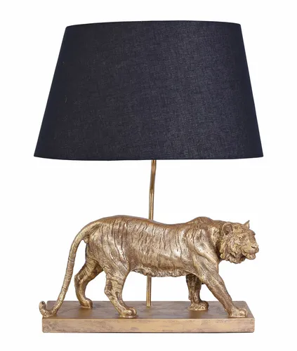 Nachttischleuchte Tiger Gold Art Deco Leuchte Tierfigur Tischleuchte Lampe 60cm