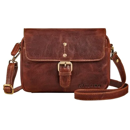 STILORD 'Belle' Elegante Damen umhängetasche leder cognac Frauen Tasche Crossbody Bag - Kleine Ledertasche zum Umhängen Abendtasche Partytasche Abnehmbarer Schultergurt