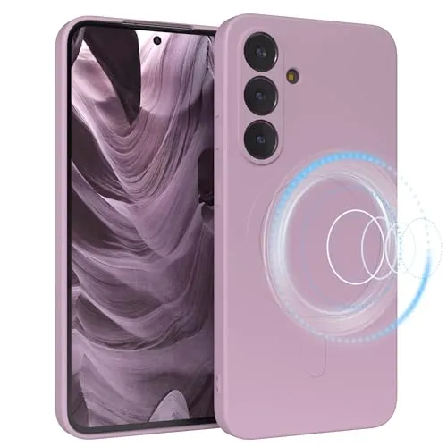 EAZY CASE - Silikonhülle magnetisch für Galaxy S25 FE Hülle Silikon Violett weich stoßfeste Magnet Handyhülle Schutzhülle mit Kameraschutz Dünn Schutz Cover TPU Bumper in Pastell Flieder