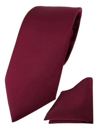 TigerTie Herren Krawatte – Klassische 7,5 cm Krawatte Designer Einstecktuch in bordeaux einfarbigem Design, ideal für Geschäftstermine, festliche Anlässe und die Freizeit