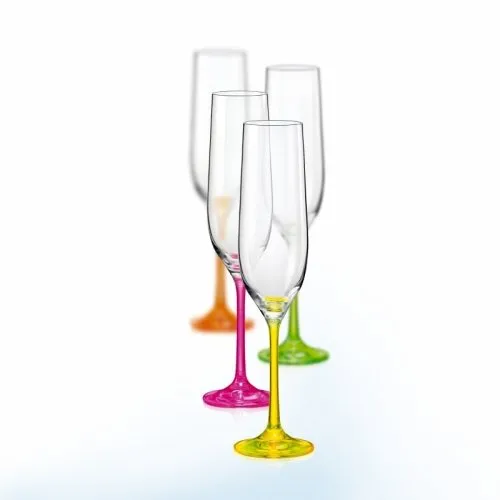 Sektgläser Bohemia Kristall Neon, 4er Set - Sektkelche in leuchtenden Neonfarben, spülmaschinenfest und ideal für Partys und besondere Anlässe.