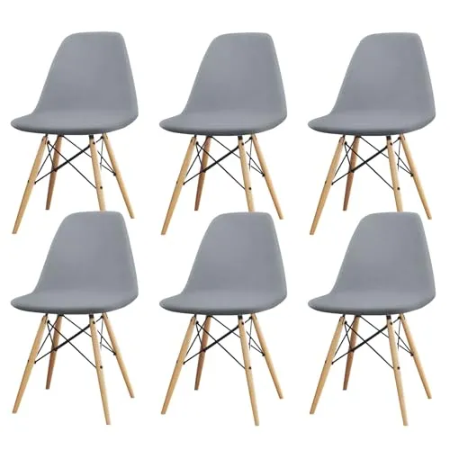 Langlebig Universal Stretch Stuhlhussen, 6er Set Elastische Moderne Stretch Stuhlbezug, Dining Chair Covers Samt Abnehmbare Waschbarer, für Esszimmer Hotel Bankett Hochzeit Partys Deko (6, Grau)