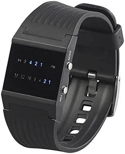 St. Leonhard Binäre Uhr: Futuristische LED-Armbanduhr für Herren - Moderne Binär-Armbanduhr mit blauer LED-Anzeige, ideal für Technikliebhaber. Einfach abzulesen und mit bequemem Kunststoff-Armband. Perfekt für jeden Anlass!