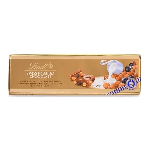 Lindt Schokolade Traube-Nuss | 300 g Tafel | Vollmilch-Schokolade mit Rosinen und ganzen gerösteten Haselnüssen | Schokoladentafel | Schokoladengeschenk