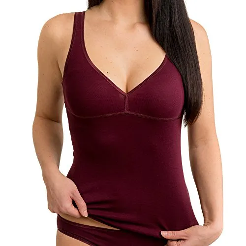 HERMKO Damen BH-Hemd 2er Pack - Bordeaux, Größe 52/54 (XXL) - Unterhemden ohne Bügel für Cup B + C, aus hautverträglicher Baumwolle und weichem Modal, ideal für höchsten Tragekomfort. Qualität aus deutscher Eigenproduktion seit über 60 Jahren.
