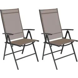 2er Set Hochlehner Gartenstuhl - 7-fach verstellbar und klappbar, wetterfest - Klappstühle aus pulverbeschichtetem Metall mit widerstandsfähigem 2:1 Textilen-Gewebe, ideal für Garten, Terrasse oder Balkon. Flexibel verstellbare Lehne für optimalen Komfort.