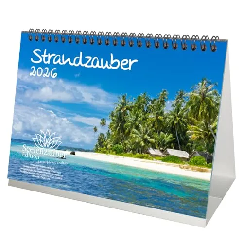 Strandzauber DIN A5 Tischkalender für 2026 Urlaub Strand und Strände - Seelenzauber