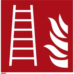 Brandschutzzeichen Feuerleiter, Typ: 12200 - Sonstige Werkzeuge, langnachleuchtendes Material aus Hart-PVC für optimale Sichtbarkeit im Notfall, Größe: 200x200 mm.