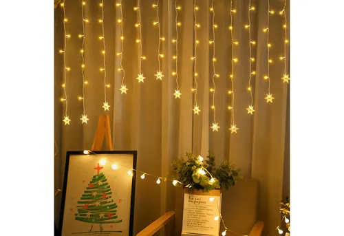 Salcar LED-Lichtervorhang 2M LED Schneeflocke Lichtervorhang Schneeflocken Lichterkette Außen, LED Weihnachtsdeko Fenster mit 9 Modi und Speicherfunktion, Warmweiß