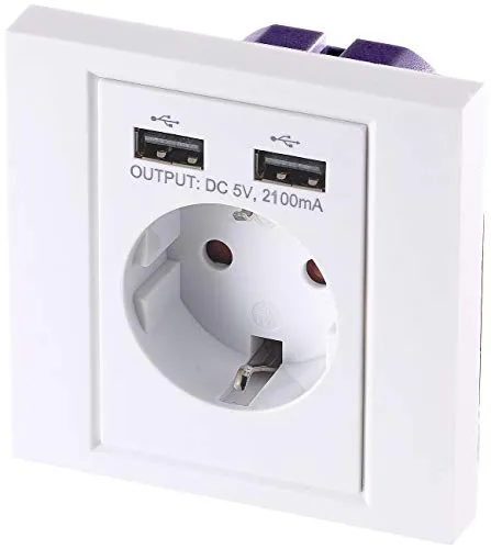 revolt USB Unterputzsteckdose: 2in1-Unterputz-Steckdose mit 2-fach-USB-Netzteil, 2,1 Ampere (Steckdose mit 2 USB-Ports, Wandsteckdose, Apple iPhone Ladekabel)