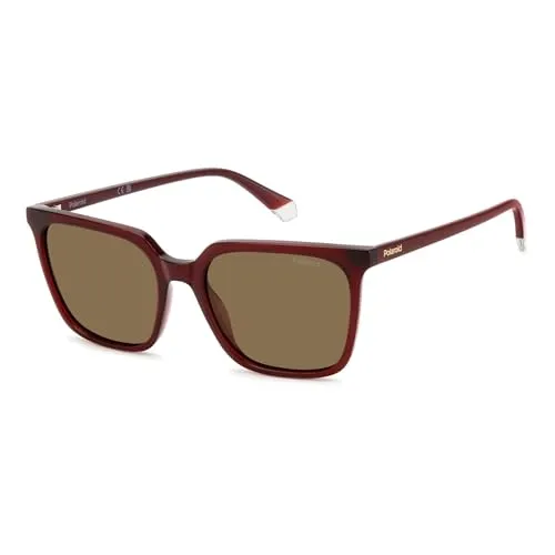 POLAROID Unisex PLD 4163/S Sonnenbrille, Weinrot, 55 - Sportbrillen mit stylischem burgunderfarbenem Design, ideal für aktive Tage im Freien und optimalen UV-Schutz.