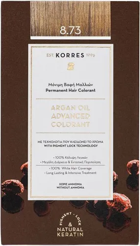 Korres Argan Oil Hochentwickelte Haarcoloration Golden Caramel 8.73 75+50+20ml Haarfarbe