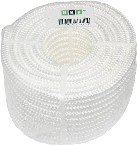 HKB 1 Stück Seil, PP-Seil, Weiss, aus Polypropylen, geflochten, 3mm stark, 20m aufgerollt, Hersteller HKB, Artikel-Nr. 81674