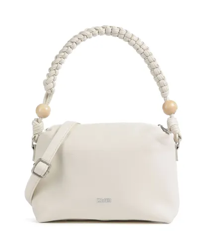 Zwei Damen Handtasche Perla PE60 im Boho-Look - Umhängetaschen: Stilvolle 3-in-1 Handtasche mit geflochtenem Makramee-Tragegurt und Perlen-Verzierung, ideal für einen trendigen Sommerlook.