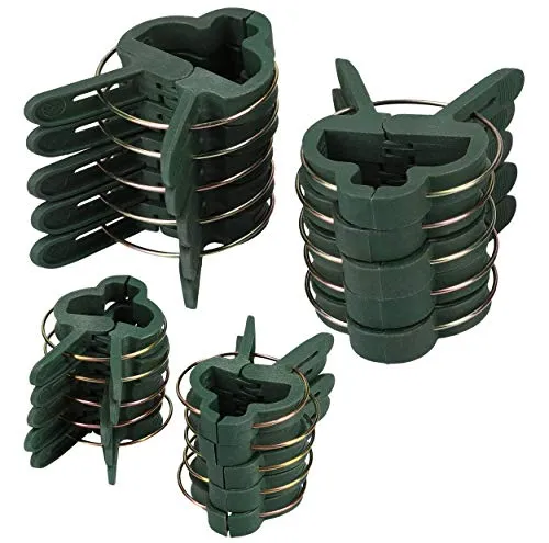 mumbi 100x Pflanzenclips Pflanzenklammern Pflanzenhalter Pflanzenbinder in 2 Größen, Gartengrün