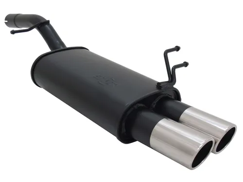 Novus Sportauspuff für Ford Fiesta MK6 JH / JD 2x76mm SR-Design - Schalldämpfer mit 2x76mm Auspuffendrohren, verbessert die Sportlichkeit und den Klang Ihres Ford Fiesta.