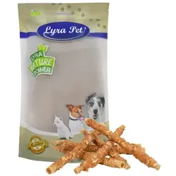 Lyra Pet® Kaurollen mit Hühnerbrust 1 kg - 30-34 cm - Hundefutter - Fettarmer Kausnack aus Rinderhaut und Hühnerbrust für langanhaltenden Kauspaß, ideal zur Stärkung der Kaumuskulatur und als Belohnung.