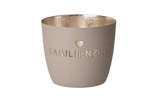 Gift Company Madras Windlicht M 'Familienzeit' sandstone/gold, 1030804029