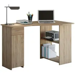 VCM Computertisch Linzia | Eckschreibtisch mit Schublade - Kinderschreibtisch mit praktischer Schublade und 3 Fächern, ideal für ein organisiertes Lernumfeld. Maße ca. H. 76 x B. 118 x T. 77 cm.