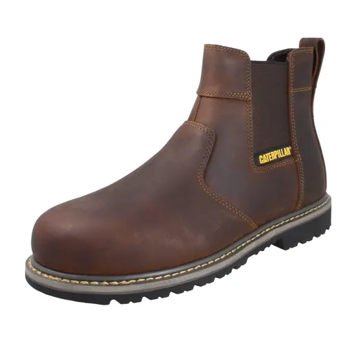 Herren Caterpillar Stahlkappe Fettleder Leather Breit Stiefel Händler P725038