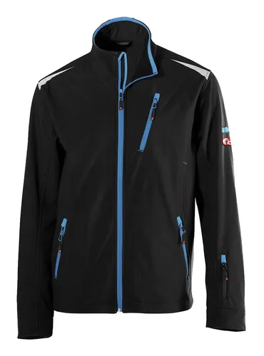 Fortis Herren-Softshelljacke twenty-four, schwarz/türkis, Größe L - Softshell-Kleidung für Herren, wind- und wasserabweisend, ideal für Outdoor-Aktivitäten und wechselhaftes Wetter.