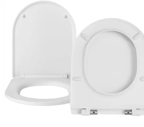 Ramm Toilettensitz mit Absenkautomatik Soft Close | WC Sitz aus antibakteriellem Duroplast mit Quick-Release-Funktion | Made in EU |kompatibel mit Roca Nexo | inkl Befestigungsmaterial (Slim)
