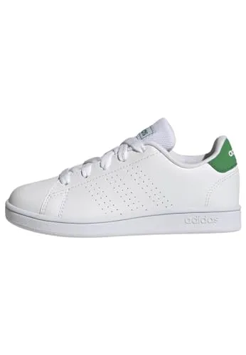 adidas Unisex Kinder Advantage Lifestyle Court Lace Shoes, Cloud White / Green / Core Black, 38 2/3 EU
