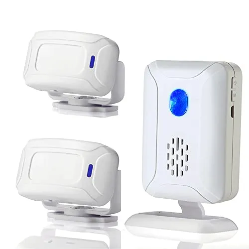 Waytronic Kabellose PIR Bewegungsmelder Türklingel Sicherheitsalarmglocke – 2 Sensoren & 1 Empfänger, 8 m Erfassungsbereich, 36 Klingeltöne, Nachtlicht, Einfache Montage
