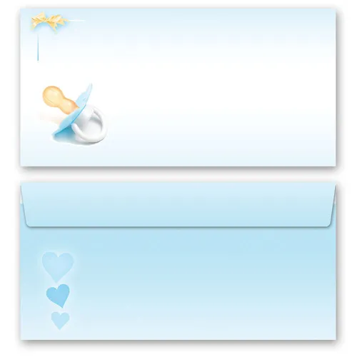 Motiv-Briefumschläge BABY SCHNULLER (BLAU) in blau von Paper-Media