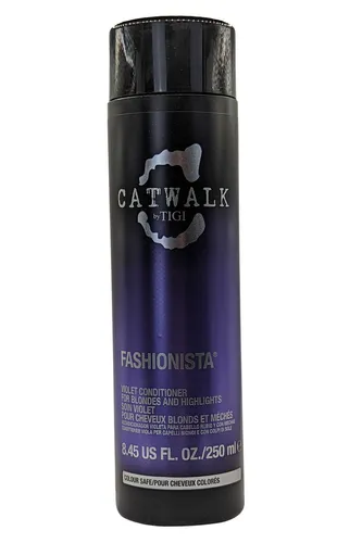 TIGI Catwalk Fashionista Violet Conditioner 250 ml - Haarspülung für blondes und gesträhntes Haar, intensiviert metallische Blondnuancen und sorgt für kühlen Glanz. Schützt vor Hitze und reduziert Messingtöne.