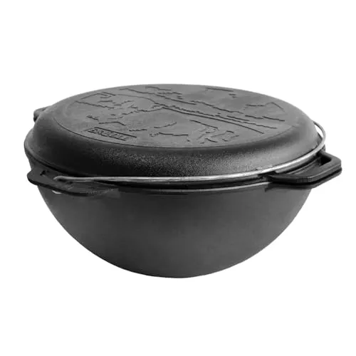 Schwenktopf Kazan aus Gusseisen 15 L (runder Boden) | Kasan Uzbekisch | Cast Iron KESSEL | Camping