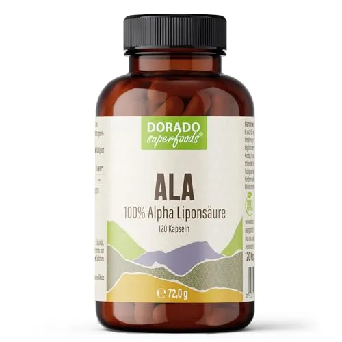 ALA – Alpha-Liponsäure Kapseln 500 mg | 120 Stück – 4 Monate Vorrat – hochdosiert & vegan | Dorado Superfoods®