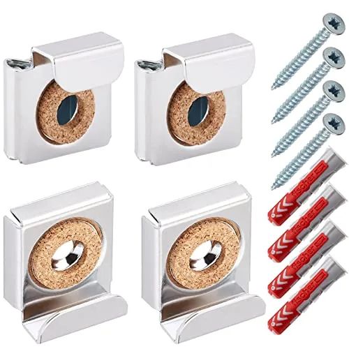Set SOTECH Spiegelklammern für Spiegel bis 6 mm Materialstärke | Bildhalter Tragkraft 15 kg, Wandabstand 9 mm | Spiegelbefestigung Set für das Aufhängen von Spiegeln oder Alu-Dibond Platten 1