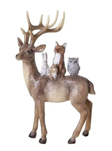 TrendLine Dekofigur Rentier mit Tieren 27 x 16 cm Figuren, Skulpturen & Statuen