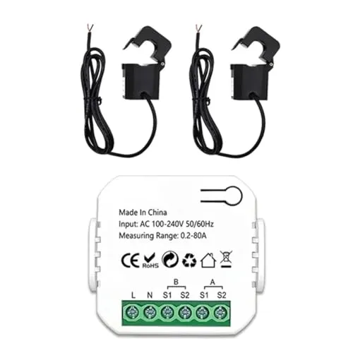 Hopbucan ZigBee Energiezähler 2-Kanal Bidirektional mit Stromsensor Tuya Smart Monitor Leistung 80A 110V/240V Gateway erforderlich