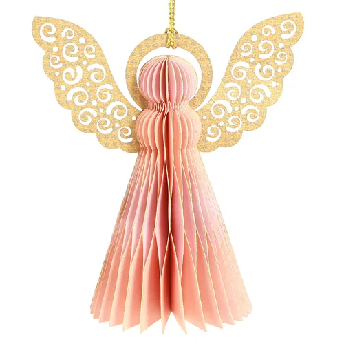 Dekorative Papierengel für Weihnachtsbaum & Tischdekoration, 4 Stück - Perfekte Weihnachtsdekoration: 4 rosa Papierengel mit einer Höhe von 12 cm. Ideal für festliche Anlässe und kreative Tischgestaltungen.