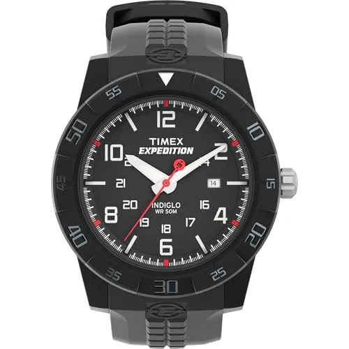 Timex Herren-Armbanduhr Expedition Rugged Core T49831D7 - Armbanduhren für Herren mit Edelstahl-Gehäuse, wasserdicht bis 5 bar und praktischer Kalenderfunktion – ideal für Outdoor-Abenteuer und den Alltag.