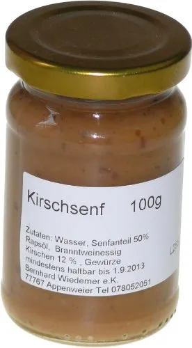 Wiedemer – fruchtiger Kirschsenf aus frischer Zubereitung mit ausgewählten natürlichen veganen Zutaten – 1 Glas á 100ml Gourmet Senf für Salatdressing, Sauce, Lachs, Brot, Käse u.v.m.
