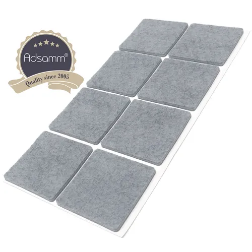 Adsamm® / 8 x selbstklebende Filzgleiter / Grau / 50x50 mm / quadratisch / 3....