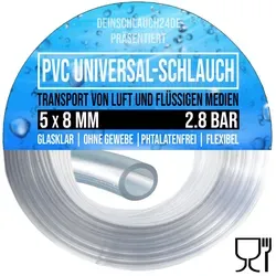 mm PVC Luft Filter Wasser Universal Labor Aquarium Terrarium Schlauch klar... 5 x 8