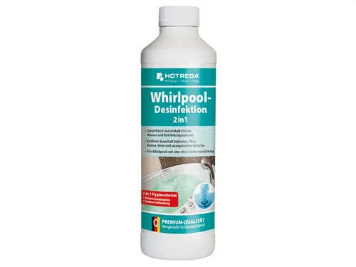 HOTREGA Whirlpool-Desinfektion 2in1 500 ml - Reinigungsmittel für Pools & Badewannen mit Sprudelfunktion: Reinigt, desinfiziert und entkalkt in einem Schritt für hygienisch saubere Whirlpools – ideal gegen Kalk, Bakterien und Gerüche.