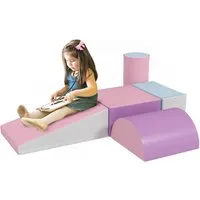 HOMCOM 5-teiliges Schaumstoff Bausteine Set für Kinder - Bauklötze & Bausteine: Fördert motorische Fähigkeiten und Kreativität durch unzählige Spielmöglichkeiten, ideal für Kleinkinder und Babys von 1-3 Jahren.