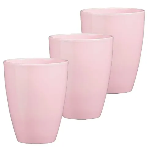 Orchideentopf aus Keramik Ø 13,5 cm x 17 cm hoch – mit Erhöhung für optimale Belüftung – Übertopf für Orchideen – 3 Farben – langlebig & stilvoll – Blumentopf für Innenbereich (3 x Rosa-Glanz) 3 x