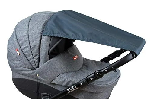 BABYLUX Sonnenschutz UV Rollo Schütz SONNENSEGEL Sonnendach für Kinderwagen Buggy (Graphit)