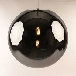s.luce Pendelleuchte Orb, Schwarz/Grau, Glas, 50x50 cm - Elegante Pendelleuchte für Innenräume, mit mundgeblasenem Glas und individuellem Design. Perfekt für Esstische und hohe Räume, anpassbar in Farben und Größen.