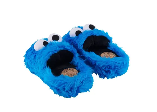 United Labels 3D Hausschuhe Plüsch Cookie Monster, Blau, 44/46 - Flauschige Hausschuhe im Krümelmonster-Design mit Anti-Rutsch-Noppen für sicheren Halt. Perfekt für Gemütlichkeit und Spaß zu Hause – ein Muss für alle Sesamstraße-Fans!