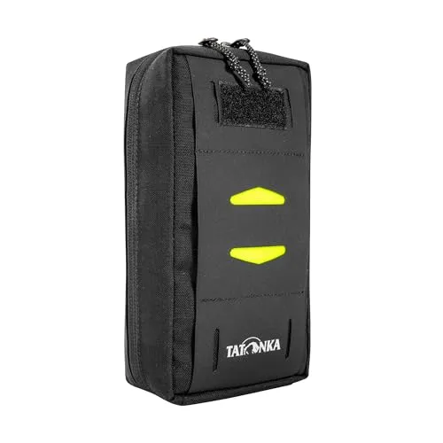 Tatonka Universal Pouch – Robuste Rucksack-Zusatztasche 20 x 10 cm, schwarz - Hüfttasche mit modularen Befestigungssystemen für vielseitige Ausrüstung. Inklusive herausnehmbarem Signal-Patch für erhöhte Sichtbarkeit.