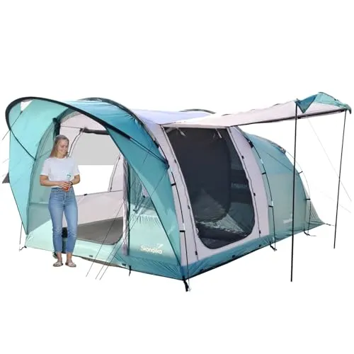 Skandika Tunnelzelt Egersund 3 Sleeper Protect - 3-Personen Tunnelzelt mit 2 m Stehhöhe und innovativer Sleeper Technologie für dunklen Schlafplatz, ideal für Camping-Abenteuer.
